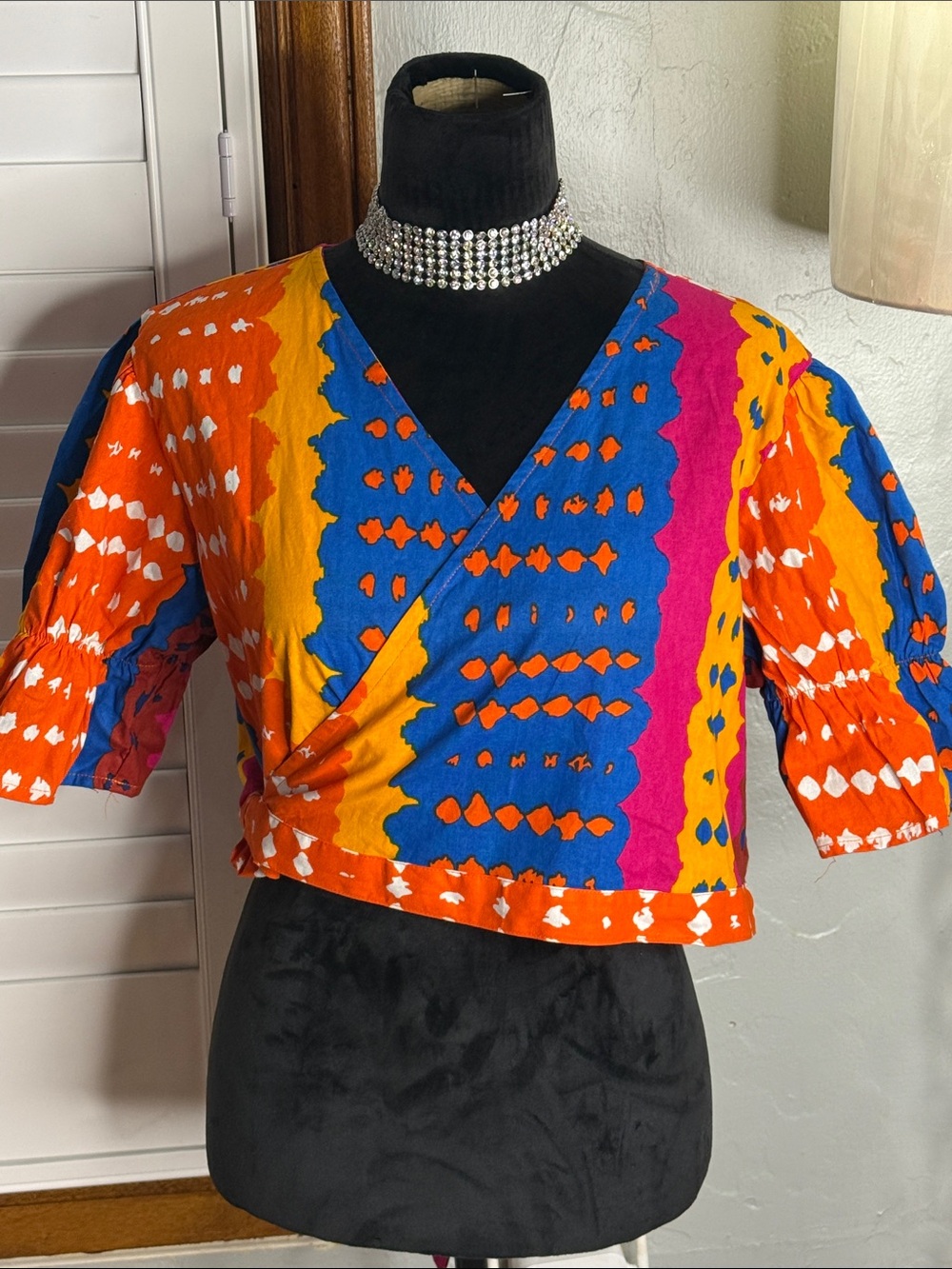 Colorful Wrap Crop Top - Multicolor